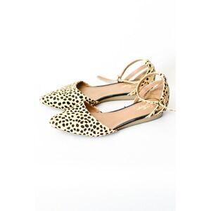 Crown Vintage Flats Women 9 Tan Black Excellent Cheetah Print Calf Hair D'Orsay